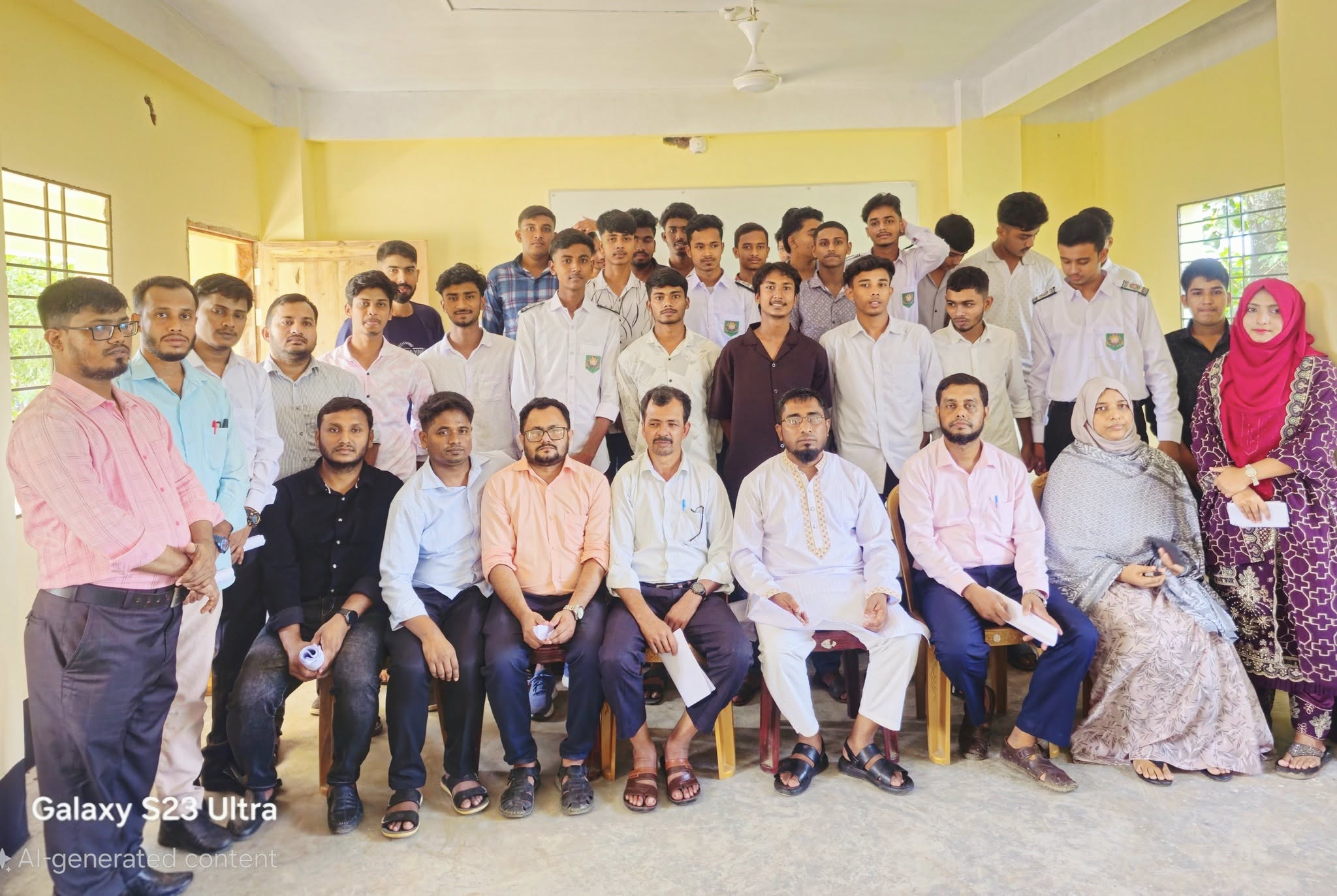 ১১ শ্রেণির শিক্ষার্থীরা প্রধান শিক্ষকের সঙ্গে